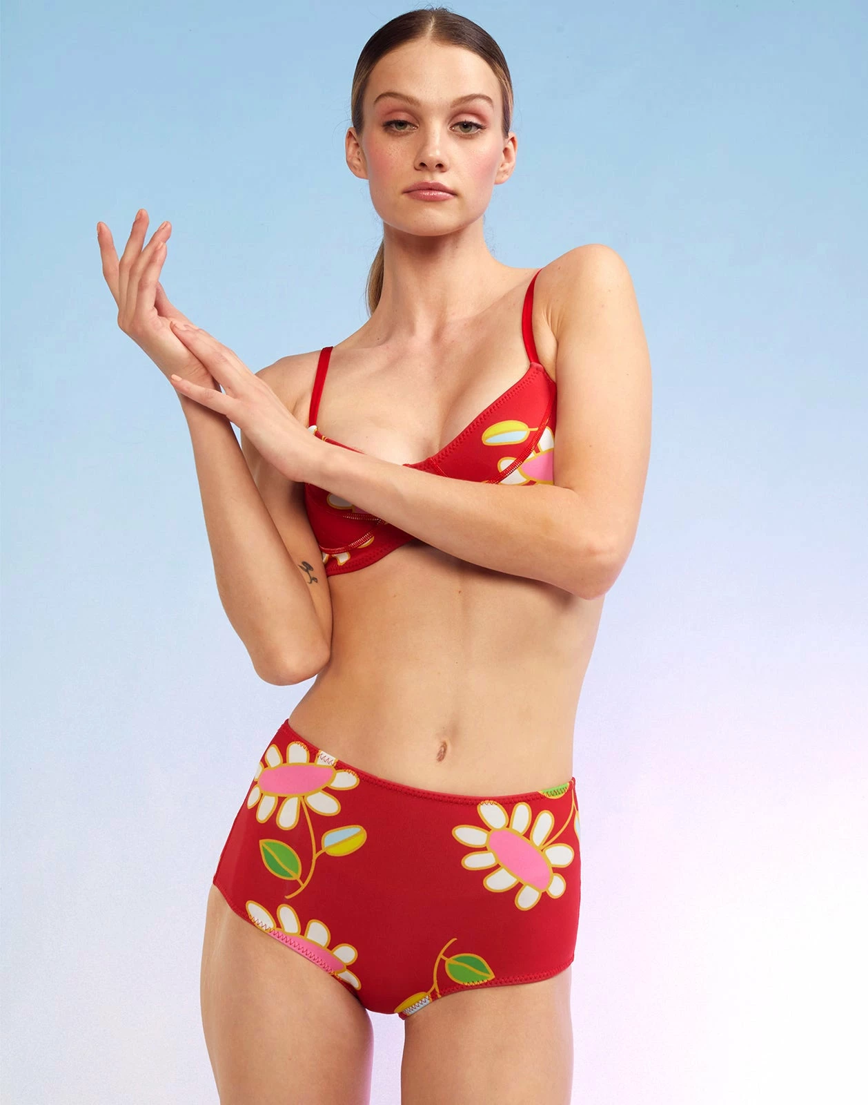 CYNTHIA ROWLEY Blossom Neoprene High-Waisted Bikini Bottom - Image 2