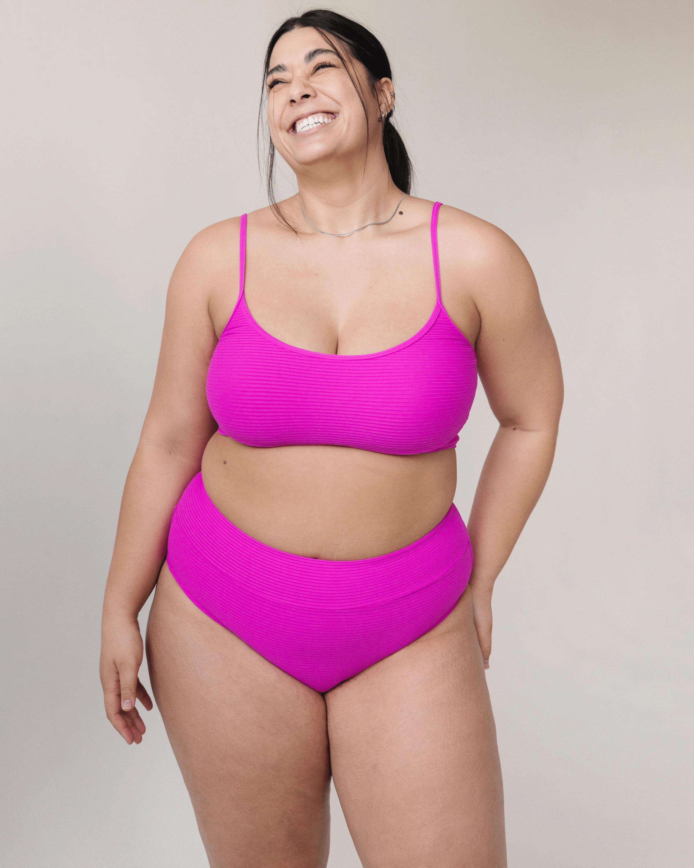 Textured Stripe Fuchsia Mid Rise Bottom - Image 5