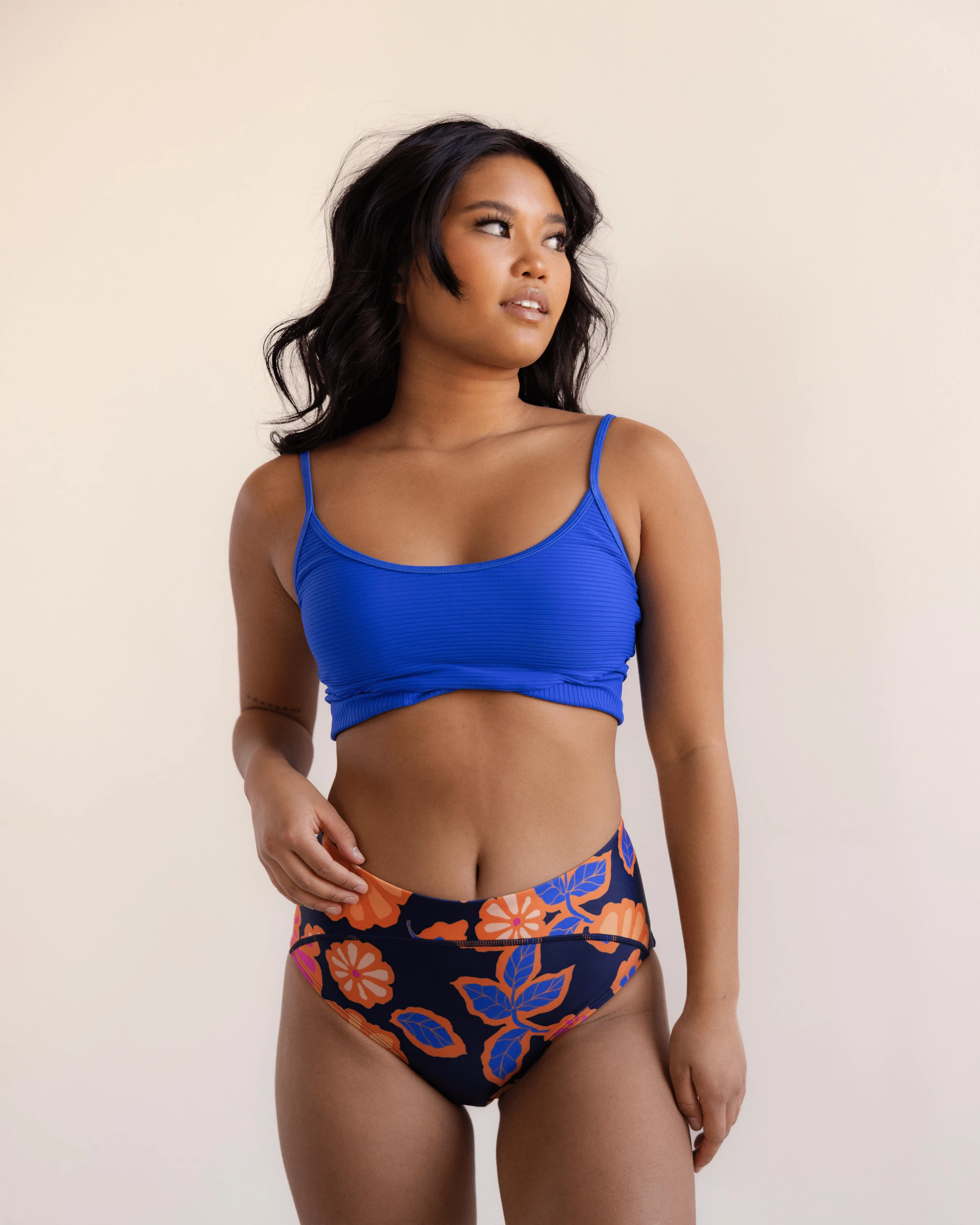 Textured Stripe Cobalt Tone Crop - Image 2