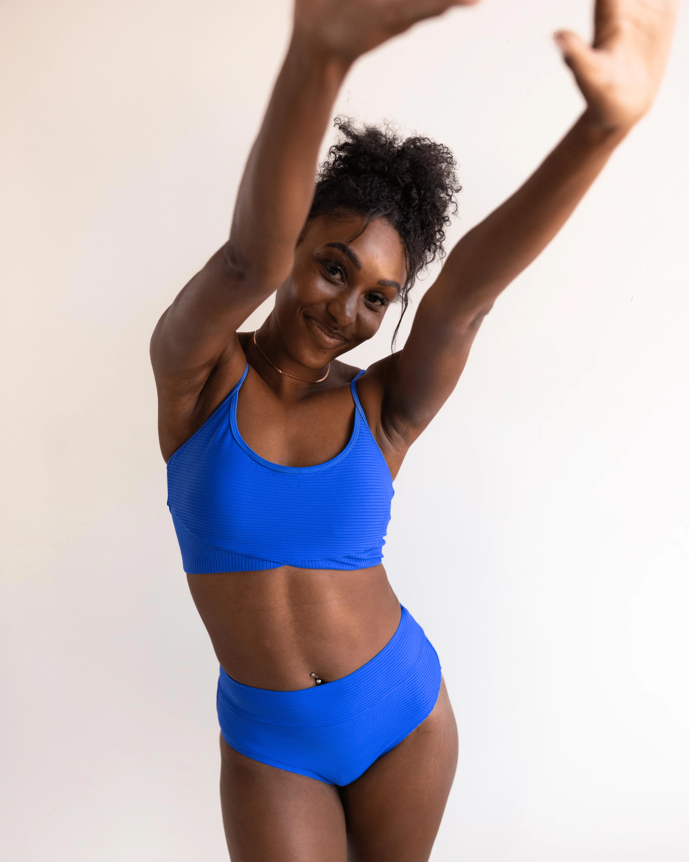 Textured Stripe Cobalt Tone Crop - Image 5