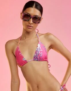 CYNTHIA ROWLEY Coral String Bikini Top