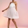 CYNTHIA ROWLEY Organza Flower Strapless Dress